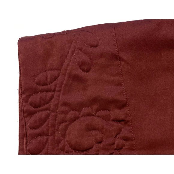 J.C. Penney Designer Satin Valance Short Curtain Burgundy Maroon Red Embroidered - Picture 6 of 6